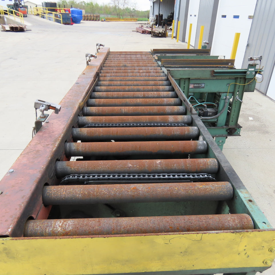 Roach 140"Lx25.5"BF Chain Drive Power Roller Transfer Conveyor 1/2HP 230/460 3Ph