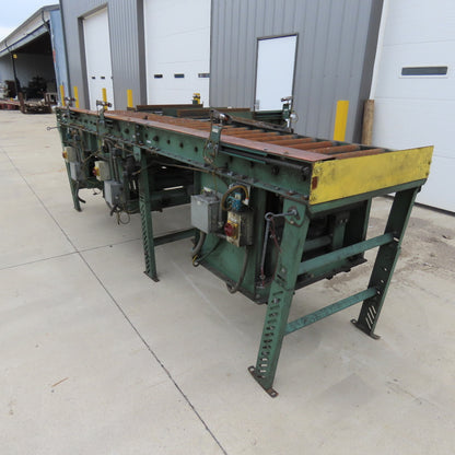Roach 140"Lx25.5"BF Chain Drive Power Roller Transfer Conveyor 1/2HP 230/460 3Ph