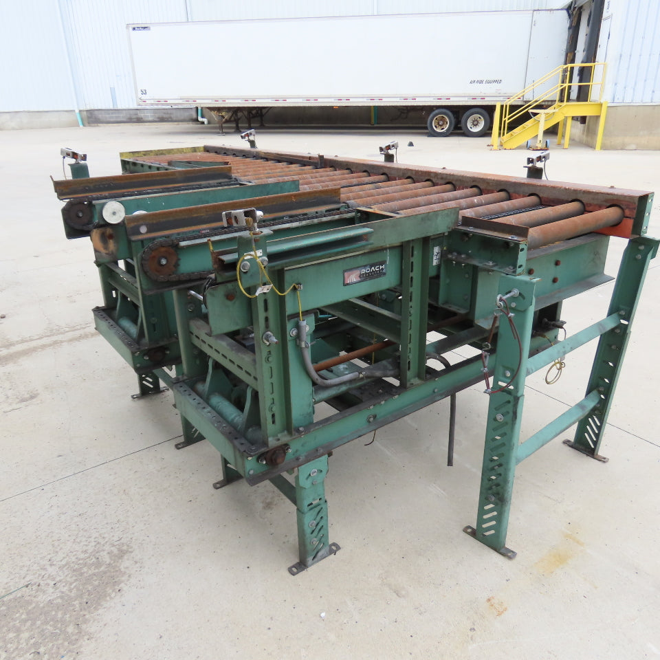 Roach 140"Lx25.5"BF Chain Drive Power Roller Transfer Conveyor 1/2HP 230/460 3Ph