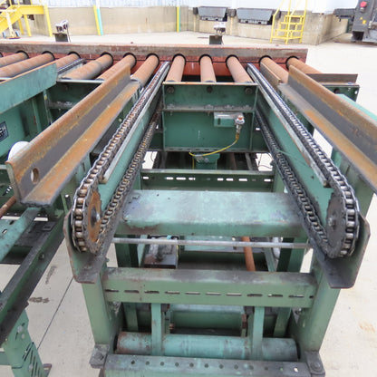 Roach 140"Lx25.5"BF Chain Drive Power Roller Transfer Conveyor 1/2HP 230/460 3Ph