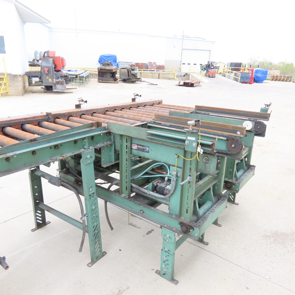 Roach 140"Lx25.5"BF Chain Drive Power Roller Transfer Conveyor 1/2HP 230/460 3Ph