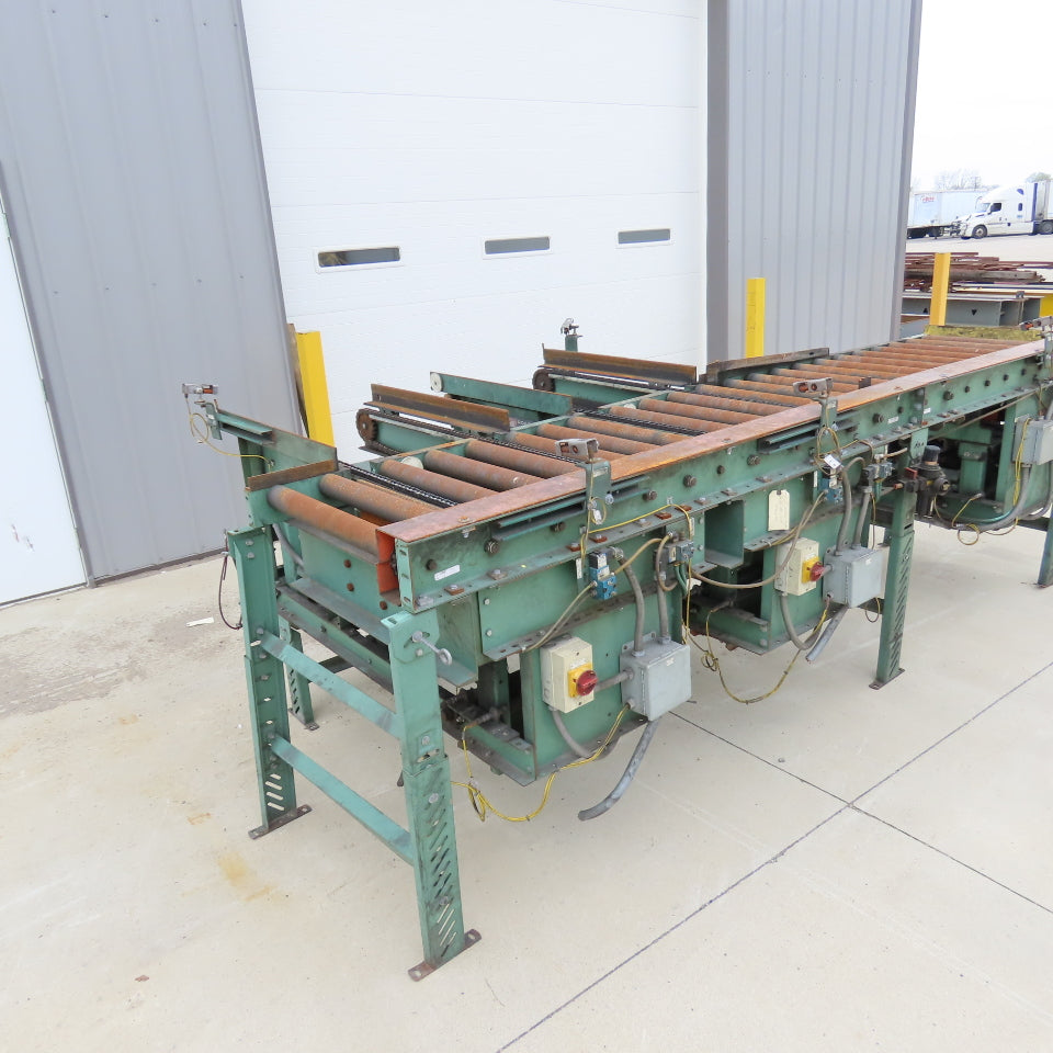 Roach 140"Lx25.5"BF Chain Drive Power Roller Transfer Conveyor 1/2HP 230/460 3Ph