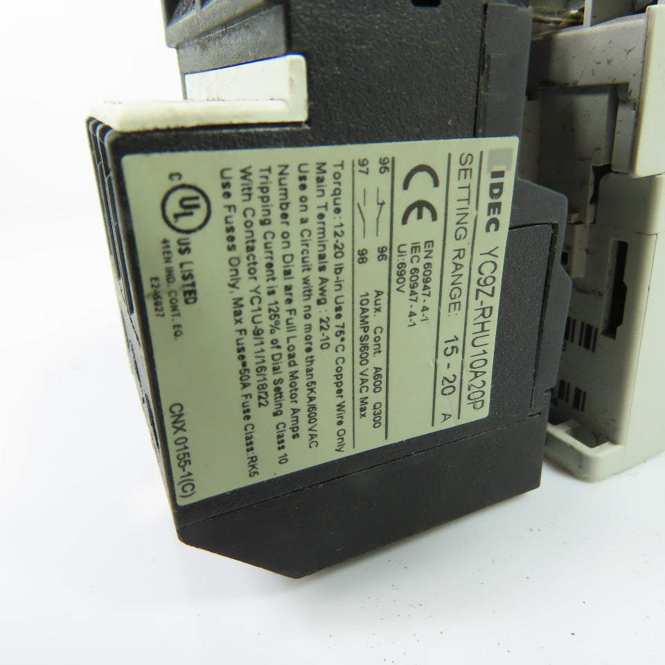 Allen-Bradley 100-C12E*10 3-Pole Contactor 24VDC W/YC9Z-RHU10A20P Overload Relay