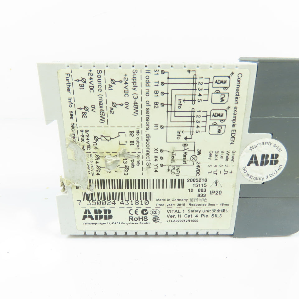 ABB Jokab Safety 2TLA020052R1000 VITAL 1 Safety Relay Controller 24VDC
