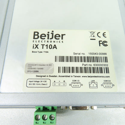 Beijer 630000302 iX T10A HMI Touchscreen Operator Panel 24VDC 0.4A WinCE 6.0