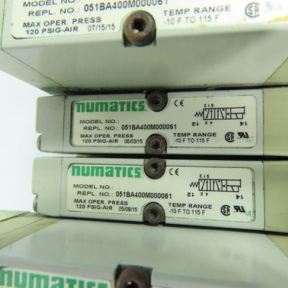 Numatics 051BA400M000061 5-Station Pneumatic Valve Manifold 24VDC 120 PSIG
