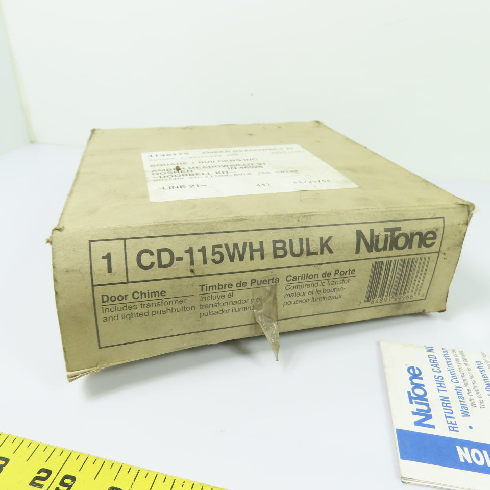 NuTone CD-115WH 1-Door Chime Doorbell Kit NEW
