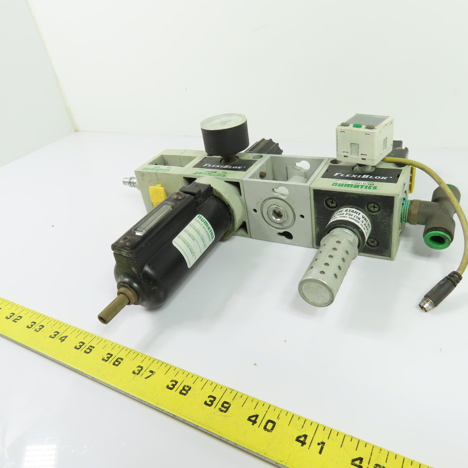 Numatics P22B-03AGM S22C-03BKLM Flexiblok Pneumatic Filter Regulator Assembly