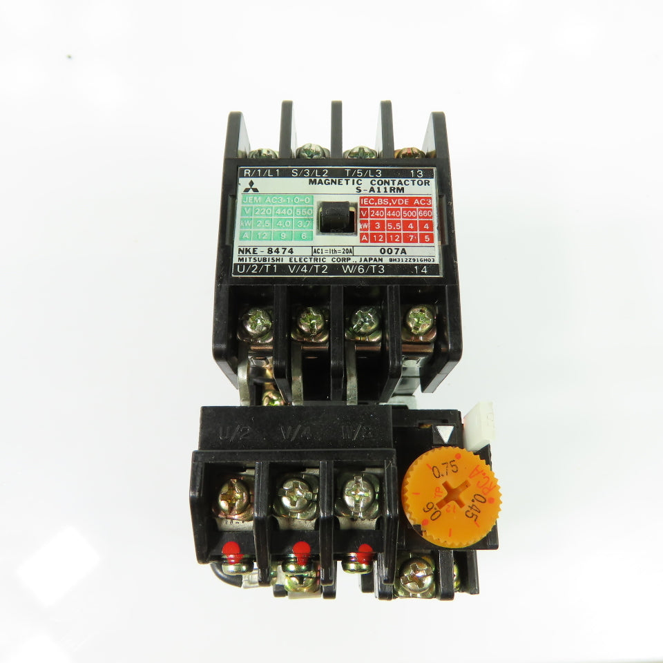 Mitsubishi TH-12 S-A11RM Magnetic Contactor W/ Overload Relay 0.45-0.9A
