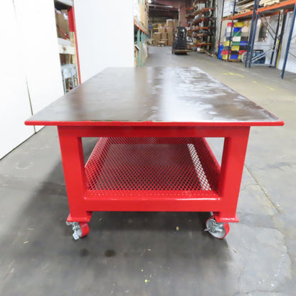 NEW 96"x 48"x 34"H - 1" Top Steel Top Rolling Work Bench Welding Table W/Shelf