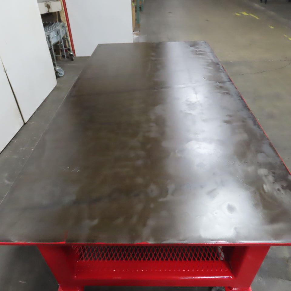 NEW 96"x 48"x 34"H - 1" Top Steel Top Rolling Work Bench Welding Table W/Shelf