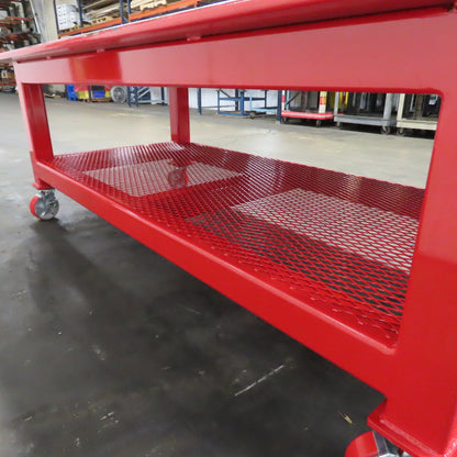 NEW 96"x 48"x 34"H - 1" Top Steel Top Rolling Work Bench Welding Table W/Shelf