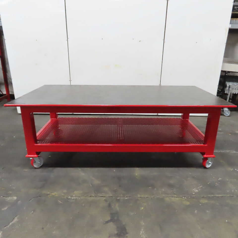 NEW 96"x 48"x 34"H - 1" Top Steel Top Rolling Work Bench Welding Table W/Shelf