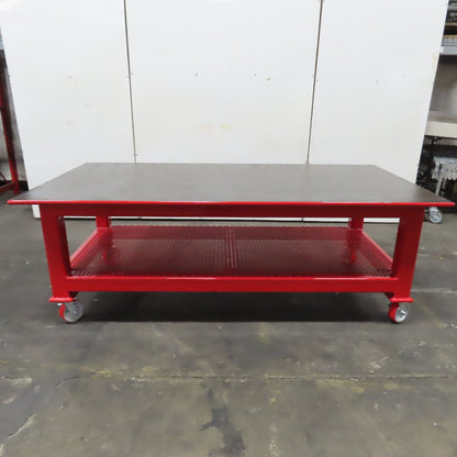 NEW 96"x 48"x 34"H - 1" Top Steel Top Rolling Work Bench Welding Table W/Shelf