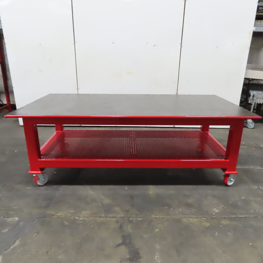 NEW 96"x 48"x 34"H - 1" Top Steel Top Rolling Work Bench Welding Table W/Shelf