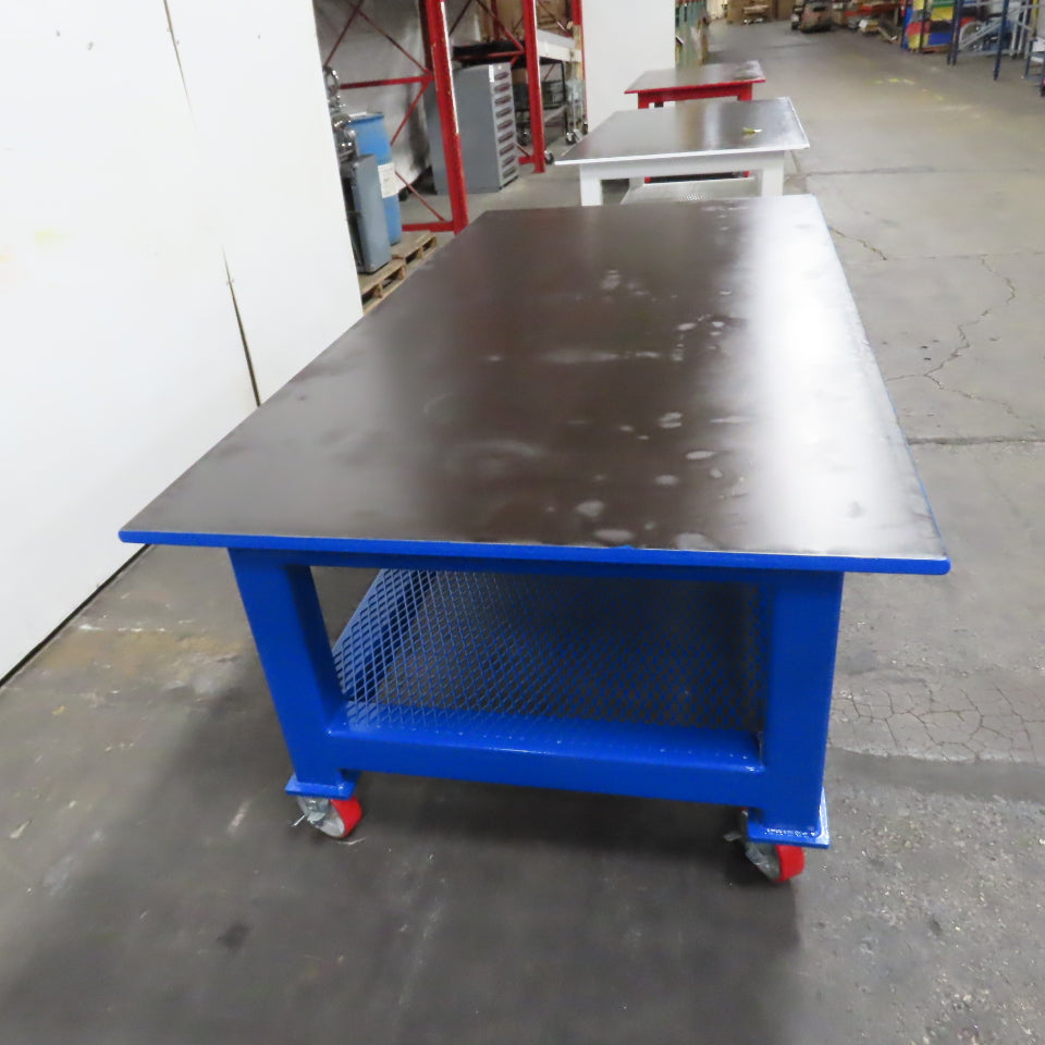 NEW 96"x 48"x 34"H - 1" Top Steel Top Rolling Work Bench Welding Table W/Shelf