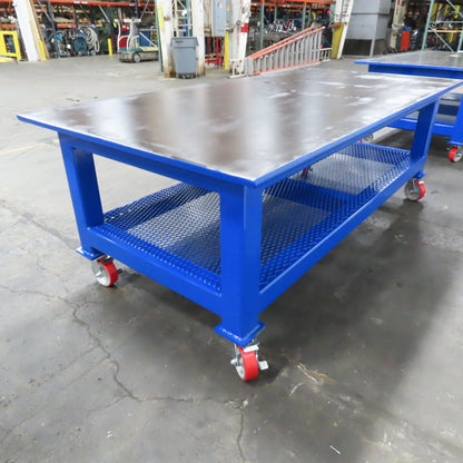 NEW 96"x 48"x 34"H - 1" Top Steel Top Rolling Work Bench Welding Table W/Shelf