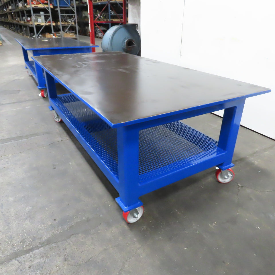 NEW 96"x 48"x 34"H - 1" Top Steel Top Rolling Work Bench Welding Table W/Shelf