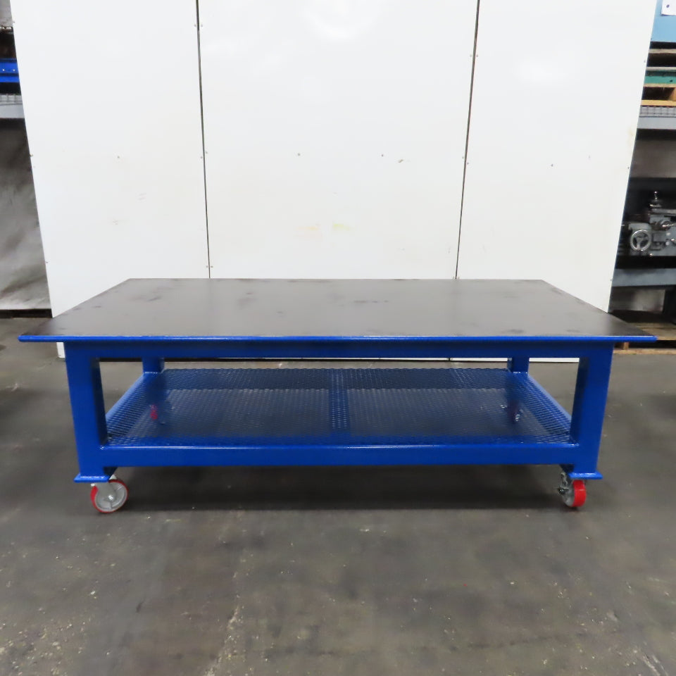 NEW 96"x 48"x 34"H - 1" Top Steel Top Rolling Work Bench Welding Table W/Shelf