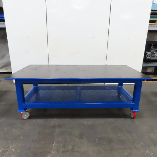 NEW 96"x 48"x 34"H - 1" Top Steel Top Rolling Work Bench Welding Table W/Shelf