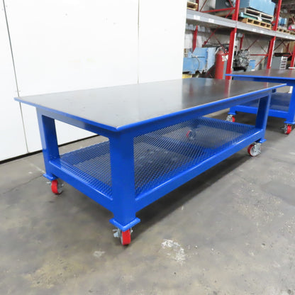 NEW 96"x 48"x 34"H - 1" Top Steel Top Rolling Work Bench Welding Table W/Shelf