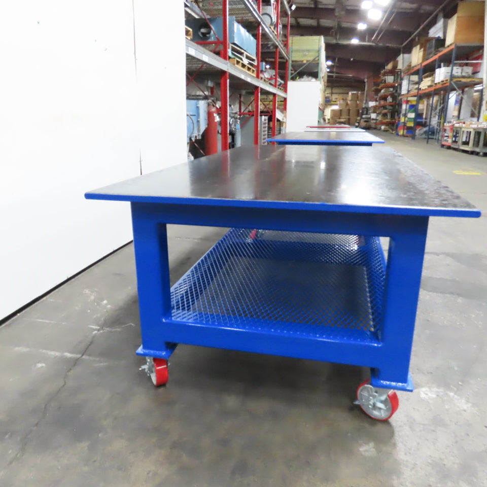NEW 96"x 48"x 34"H - 1" Top Steel Top Rolling Work Bench Welding Table W/Shelf