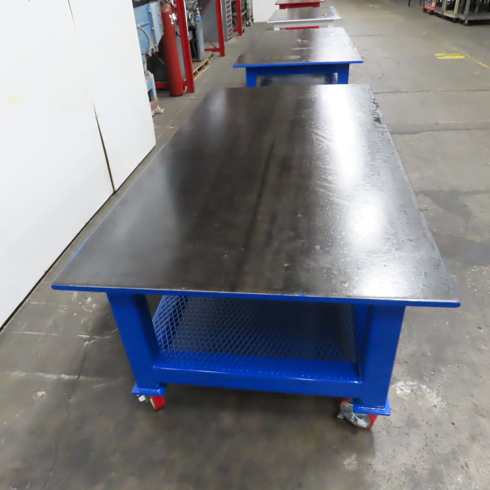 NEW 96"x 48"x 34"H - 1" Top Steel Top Rolling Work Bench Welding Table W/Shelf