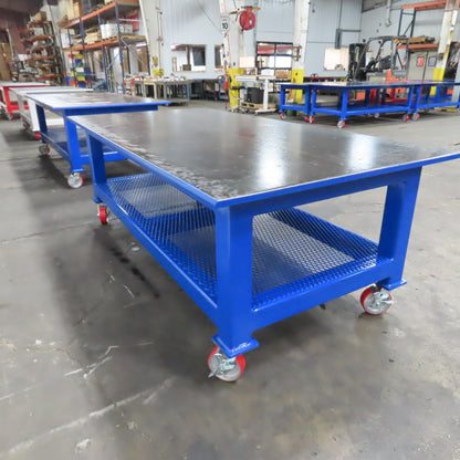NEW 96"x 48"x 34"H - 1" Top Steel Top Rolling Work Bench Welding Table W/Shelf