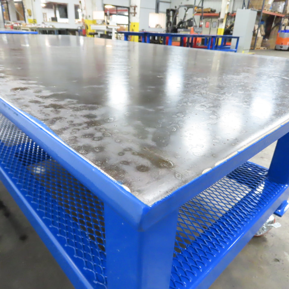 NEW 96"x 48"x 34"H - 1" Top Steel Top Rolling Work Bench Welding Table W/Shelf