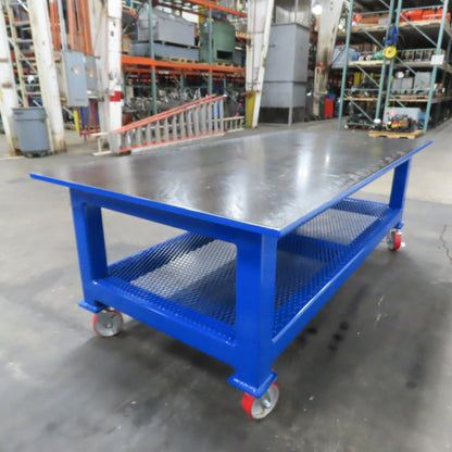 NEW 96"x 48"x 34"H - 1" Top Steel Top Rolling Work Bench Welding Table W/Shelf