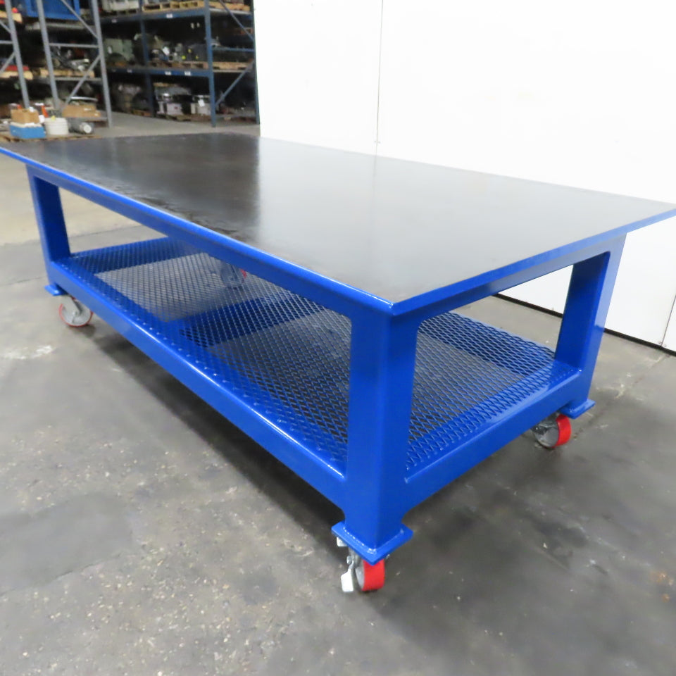 NEW 96"x 48"x 34"H - 1" Top Steel Top Rolling Work Bench Welding Table W/Shelf