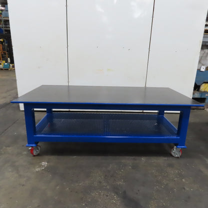 NEW 96"x 48"x 34"H - 1" Top Steel Top Rolling Work Bench Welding Table W/Shelf