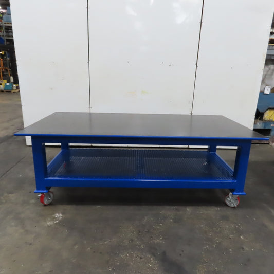 NEW 96"x 48"x 34"H - 1" Top Steel Top Rolling Work Bench Welding Table W/Shelf