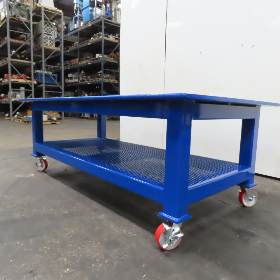 NEW 96"x 48"x 34"H - 1" Top Steel Top Rolling Work Bench Welding Table W/Shelf