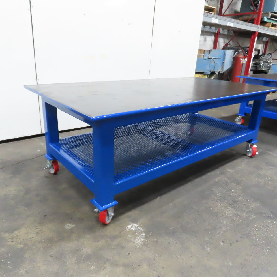 NEW 96"x 48"x 34"H - 1" Top Steel Top Rolling Work Bench Welding Table W/Shelf