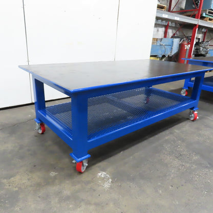 NEW 96"x 48"x 34"H - 1" Top Steel Top Rolling Work Bench Welding Table W/Shelf