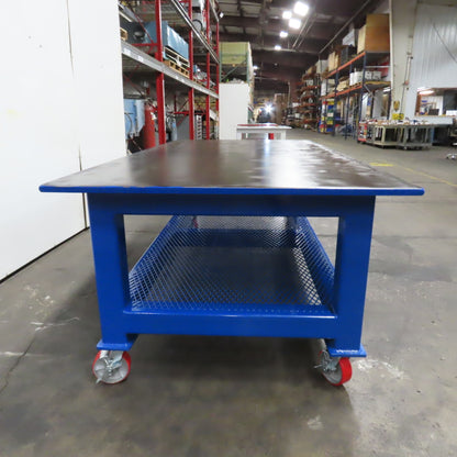 NEW 96"x 48"x 34"H - 1" Top Steel Top Rolling Work Bench Welding Table W/Shelf