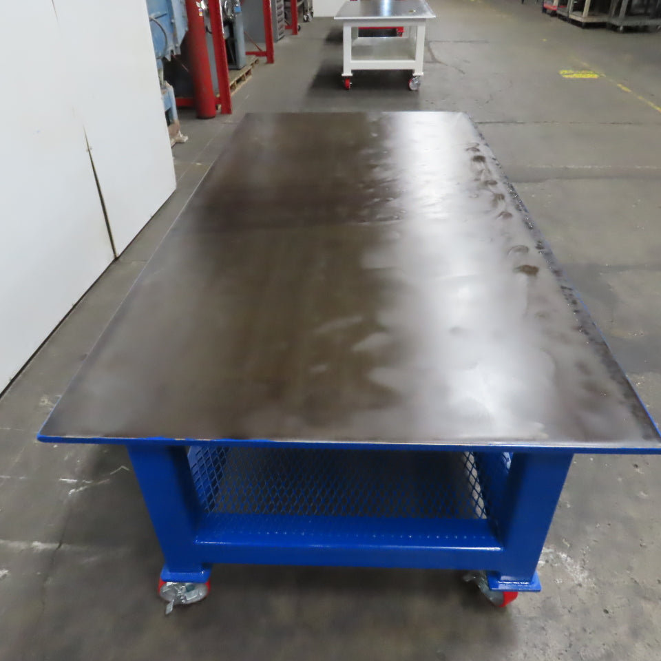 NEW 96"x 48"x 34"H - 1" Top Steel Top Rolling Work Bench Welding Table W/Shelf
