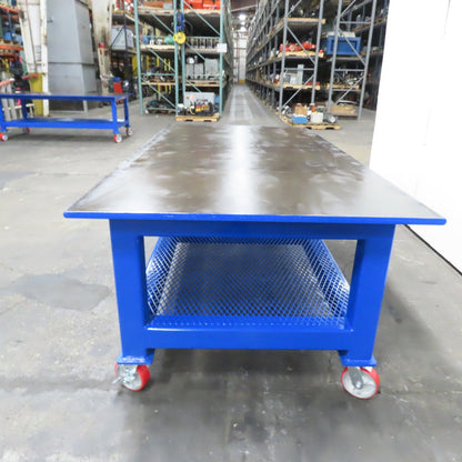 NEW 96"x 48"x 34"H - 1" Top Steel Top Rolling Work Bench Welding Table W/Shelf
