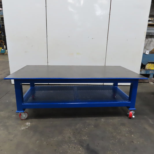 NEW 96"x 48"x 34"H - 1" Top Steel Top Rolling Work Bench Welding Table W/Shelf