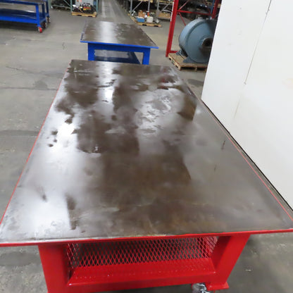 NEW 96"x 48"x 34"H - 1" Top Steel Top Rolling Work Bench Welding Table W/Shelf