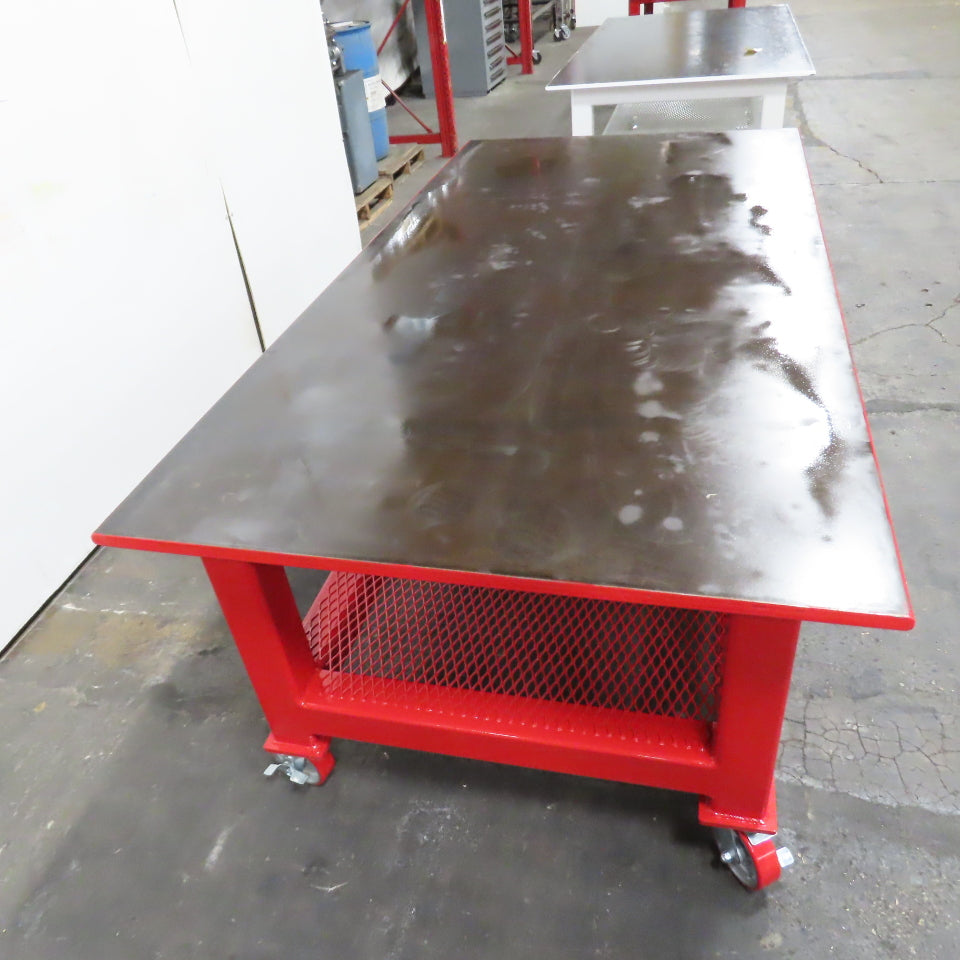 NEW 96"x 48"x 34"H - 1" Top Steel Top Rolling Work Bench Welding Table W/Shelf