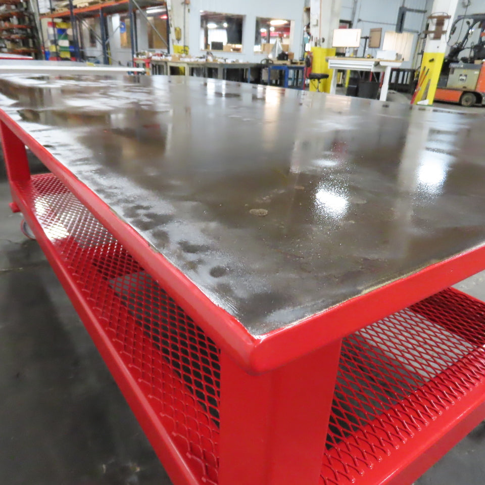 NEW 96"x 48"x 34"H - 1" Top Steel Top Rolling Work Bench Welding Table W/Shelf