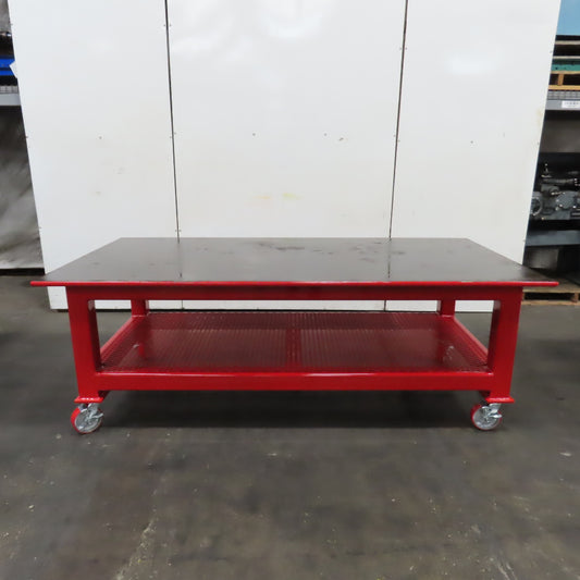 NEW 96"x 48"x 34"H - 1" Top Steel Top Rolling Work Bench Welding Table W/Shelf