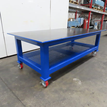 NEW 96"x 48"x 34"H - 3/4" Top Steel Top Rolling Work Bench Welding Table W/Shelf