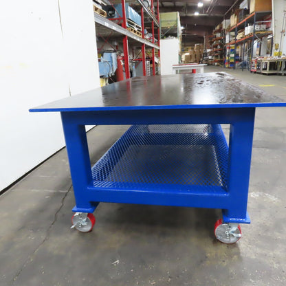 NEW 96"x 48"x 34"H - 3/4" Top Steel Top Rolling Work Bench Welding Table W/Shelf
