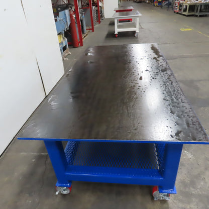 NEW 96"x 48"x 34"H - 3/4" Top Steel Top Rolling Work Bench Welding Table W/Shelf