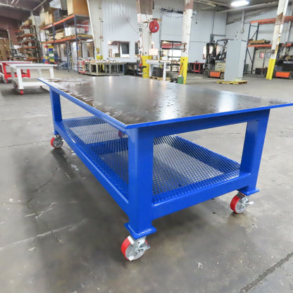 NEW 96"x 48"x 34"H - 3/4" Top Steel Top Rolling Work Bench Welding Table W/Shelf
