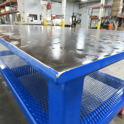 NEW 96"x 48"x 34"H - 3/4" Top Steel Top Rolling Work Bench Welding Table W/Shelf