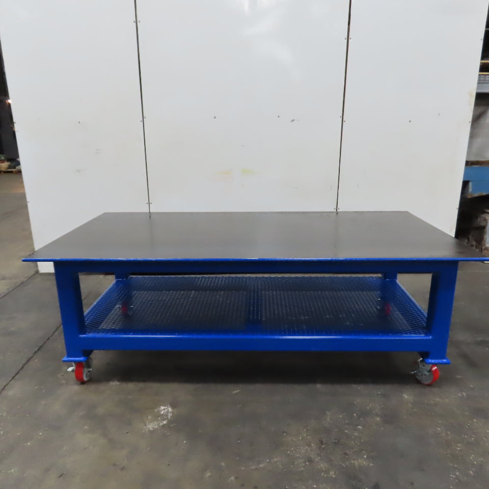 NEW 96"x 48"x 34"H - 3/4" Top Steel Top Rolling Work Bench Welding Table W/Shelf